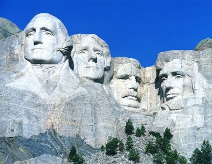 a closeup of mt rushmore in south dakota